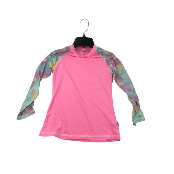 Suzzi Activewear Girls Tie-Dye Long Sleeve Rash Guard Swim Shirt L Pink UPF 50+ - Picture 3 of 9